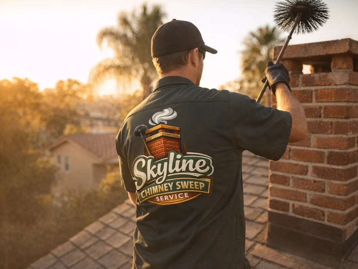 chimney sweep technician on the job in Los Angeles, CA